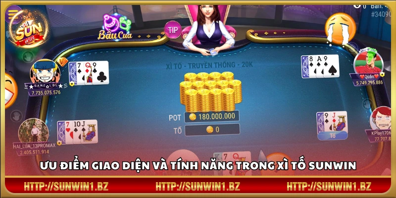 Xì tố Sunwin – Tăng tốc ván chơi nhân đôi phần thưởng Giao diện đẹp và chức năng nổi bật của Xì Tố