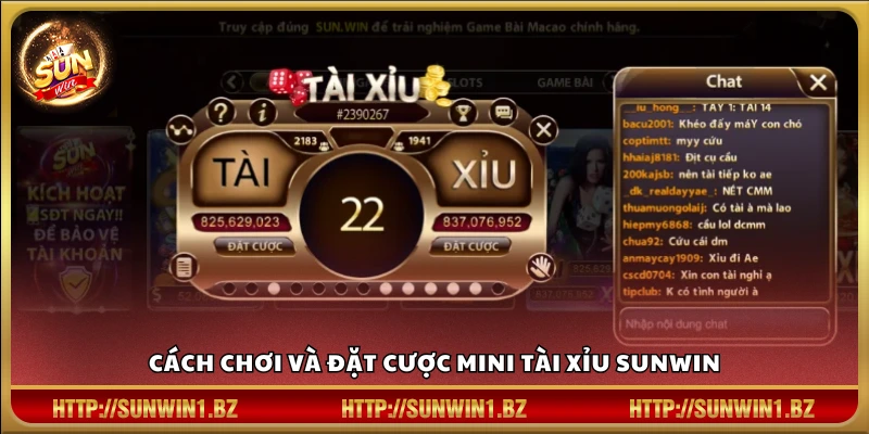 Mini tài xỉu Sunwin – Giao diện nhỏ gọn giải trí mọi lúc mọi nơi Các bước đặt cược trong game mini tài xỉu